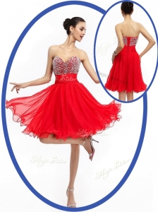 Perfect Sweetheart Red Short Prom Dresses with Beading
