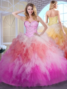 Classical Ball Gown Multi Color Quinceanera Dresses with Beading and Ruffles