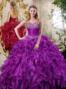 Super Hot Sweetheart Purple Quinceanera Dresses with Beading and Ruffles
