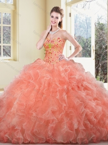 2016 Cute  Ball Gown Beading and Ruffles Sweet 16 Quinceanera Dresses
