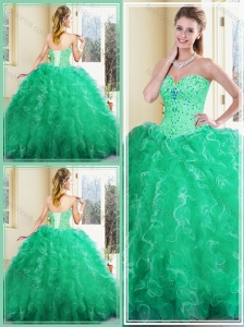 2016 Cute Sweetheart Ball Gown Quinceanera Dresses with Ruffles