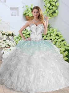 2016 Cute  Sweetheart White Quinceanera Dresses with Appliques and Ruffles