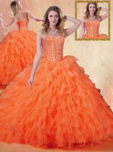 Classical Sweetheart Ruffles Quinceanera Dresses in Orange Red