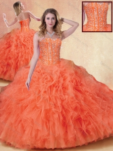 Cute Ball Gown Orange Red Sweet 16 Quinceanera Dresses with Ruffles