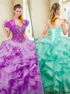 Cute  Ball Quinceanera Dresses Sweet 16 Gowns with Appliques and Ruffles 2016