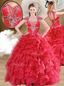 Cute Beading and Ruffles Quinceanera Dresses in Red