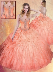 Fashionable Straps Ball Gown Sweet 16 Quinceanera Dresses with Ruffles and Appliques