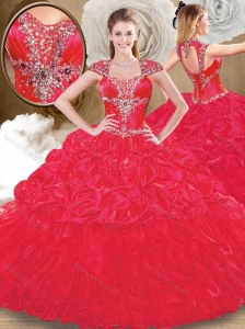 Perfect Sweetheart Red Quinceanera Dresses with Beading and Pick Ups