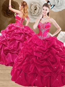 Clearance Brush Train Hot Pink Sweet 16 Quinceanera Dresses with Pick Ups