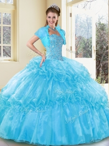 Discount  Ball Gown Aqua Blue Sweet 16  Quinceanera Dresses with Beading and Ruffled Layers