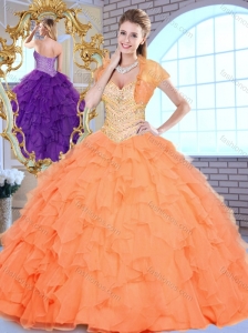 2016 Discount  Sweetheart Beading and Ruffles Sweet 16 Quinceanera Dresses in Orange