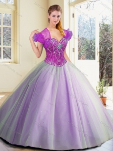 Discount Floor Length Lavender Sweet 16 Quinceanera Dresses with Beading