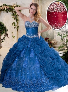 Discount Brush Train Quinceanera Dresses with Pick Ups and Embroidery