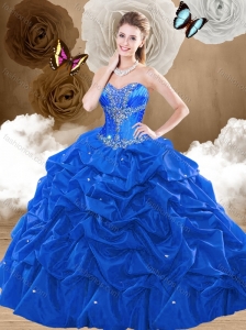 Discount Brush Train Sweetheart Quinceanera Dresses with Pick Ups