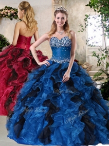 2016 Unique  Ball Gown Multi Color Sweet 16 Quinceanera Dresses with Beading and Ruffles