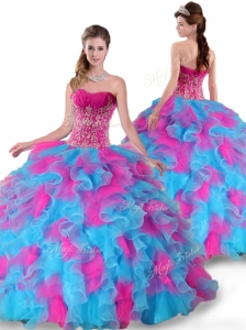 2016 Unique Sweetheart Beading and Ruffles Quinceanera Dresses