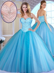 Unique  Ball Gown Baby Blue Quinceanera Dresses with Beading