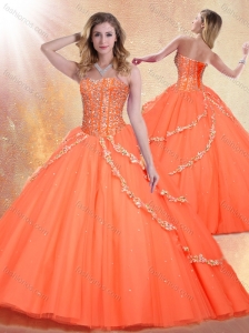 Unique Sweetheart Brush Train Quinceanera Gowns with Beading