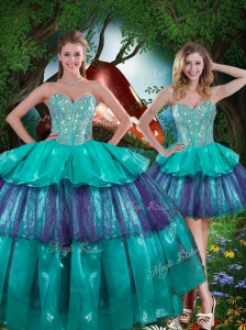 Beautiful Detachable Quinceanera Dresses with Beading and Ruffled Layers for Spring