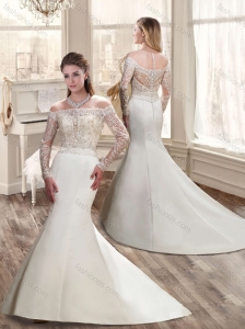 2016 Gorgeous Off the Shoulder Wedding Dresses with Court Train