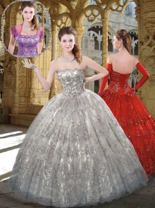 2016 Luxurious Strapless Ball Gown Wedding Dress with Beading and Appliques