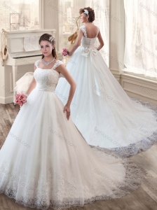 Cheap Strapless Court Train Wedding Dresses with Appliques and Lace 2016