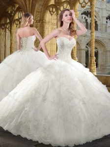 Luxurious Sweetheart White Wedding Gowns with Beading and Ruffles 2016