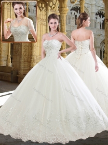 Pretty Ball Gown Sweetheart Wedding Dress with Beading and Appliques