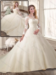 2016 Best Ball Gown Long Sleeves Wedding Dresses with Appliques
