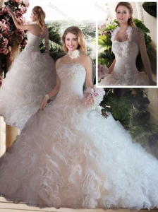 Lovely Ball Gown Strapless Beading and Ruffles Wedding Dresses for Church