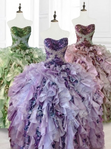Luxurious Beading Multi Color Quinceanera Dresses with Ruffles and Pattern