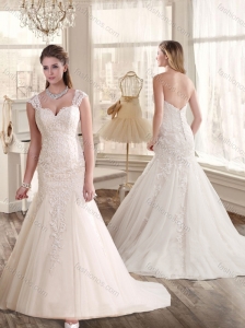 Modest Mermaid Sweetheart Wedding Dresses with Appliques