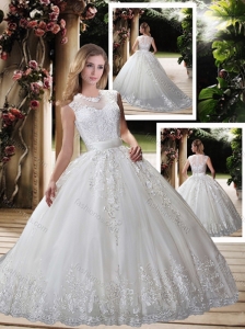 New Style Ball Gown Scoop Wedding Dresses with Appliques