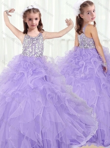 Best Scoop Lavender Mini Quinceanera Dresses with Beading and Ruffles