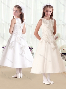 Beautiful Scoop Princess Flower Girl Dresses with Appliques
