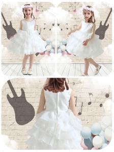 Cute Scoop White Flower Girl Dresses with Ruffled Layers