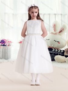 New Arrivals Bateau Beading White Flower Girl Dresses