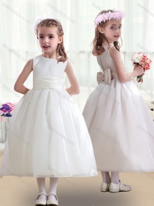 Top Selling White Flower Girl Dresses with Bowknot