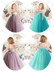 Cute Empire Straps Little Girl Dress Appliques and Beading