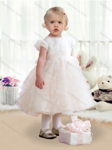 Fashionable Scoop Cap Sleeves Toddler Dress with Ruffles