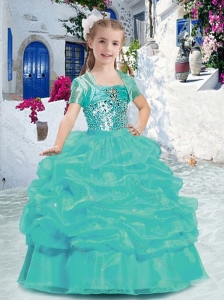 Best Spaghetti Straps Little Girl Pageant Dresses with Beading and Bubles