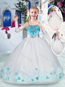 Classical White Little Girl Pageant Dresses with Appliques and Beading