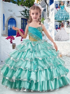 Elegant Spaghetti Straps Little Girl Pageant Dresses with Ruffled Layers and Beading