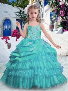 Gorgeous Straps Little Girl Pageant Dresses with Ruffled Layers and Beading