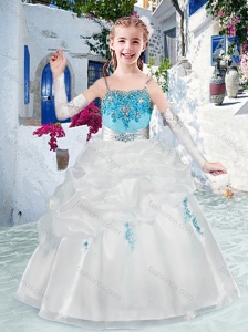 Latest Spaghetti Straps Flower Girl Dresses with Appliques and Bubles