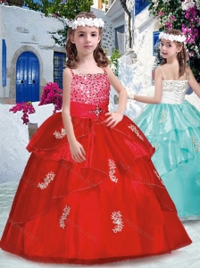 Latest Spaghetti Straps Little Girl Pageant Dresses with Appliques and Beading