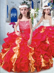 Luxurious Spaghetti Straps Little Girl Pageant Dresses with Beading and Ruffles