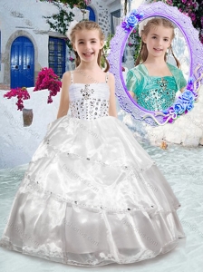 Pretty Spaghetti Straps Ball Gown Beading Flower Girl Dresses