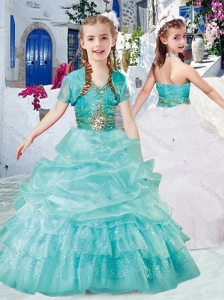 New Style Halter Top Little Girl Pageant Dresses with Beading and Bubles