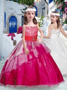New Style  Pretty Spaghetti Straps Little Girl Pageant Dresses with Beading and Ruffles